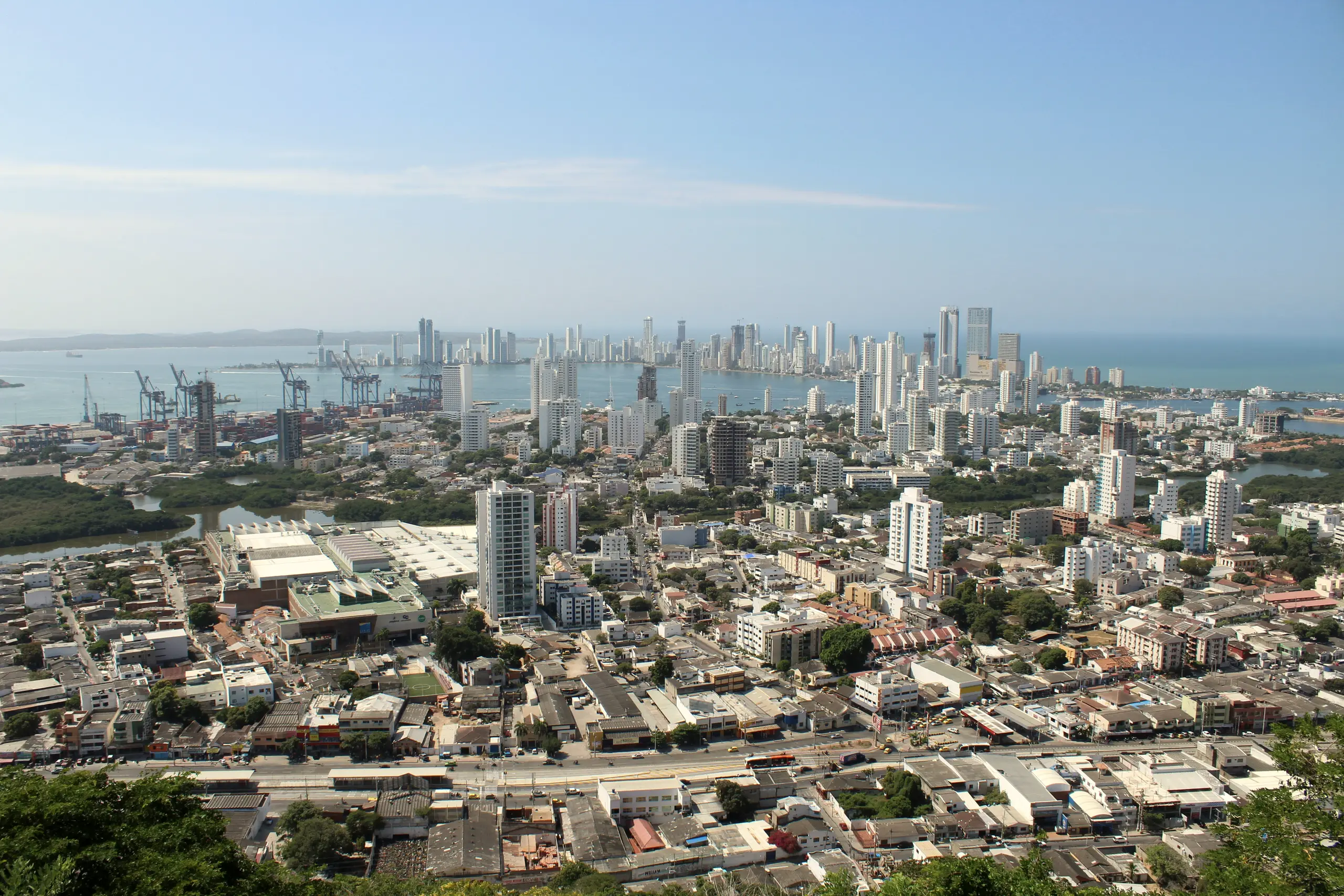 Elevated view of the city and the bay